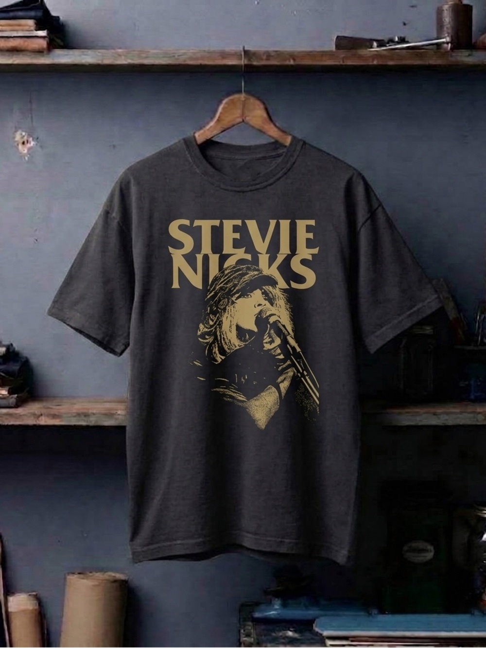 Stevie Nicks Shirt, Rock Music Graphic Tee - Black Unisex